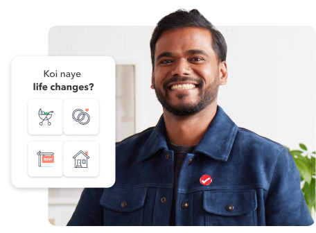 Libin, a tax expert in the foreground. Secondary image of TurboTax software product image with the question “Any new life changes?”