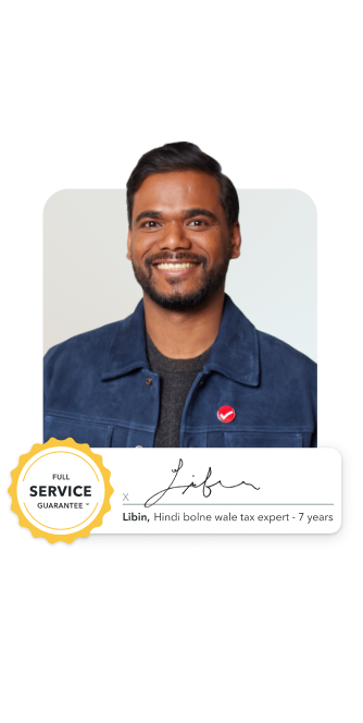 Libin, a tax expert with 7 years of experience. Secondary image of the TurboTax Full Service guarantee.