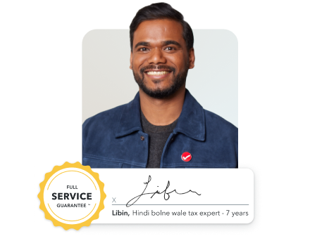 Libin, a tax expert with 7 years of experience. Secondary image of the TurboTax Full Service guarantee.