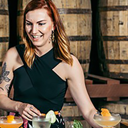 Katie Renshaw making cocktails