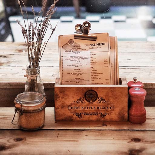 Drinks menu on table