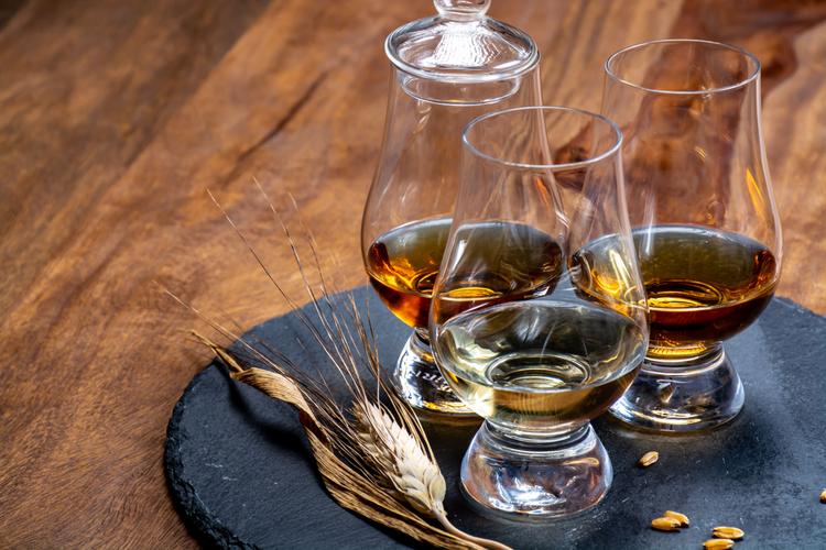 Three Whisky Tasting Glasses With Serve
