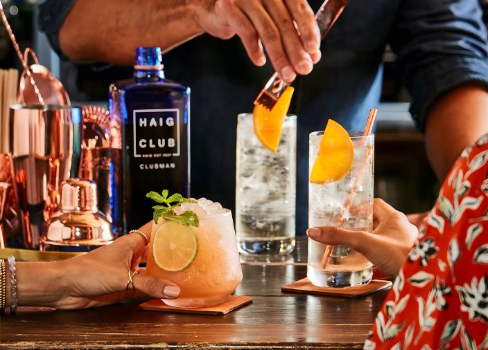 Haig Club Clubman bottle with cocktails