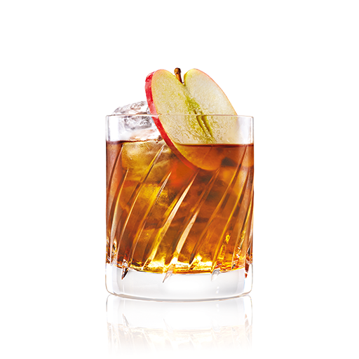 Cocktail in rocks glass with apple garnish 