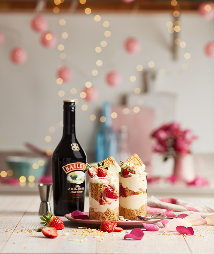 2 Cocktails next to a bottle of Baileys