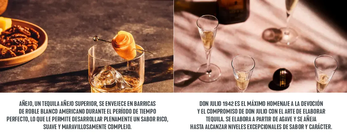 Selección de imágenes de Don Julio superpuestas con datos interesantes