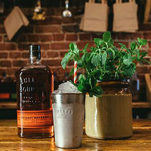Mint Julep Cocktails and a bottle of Bulleit bourbon