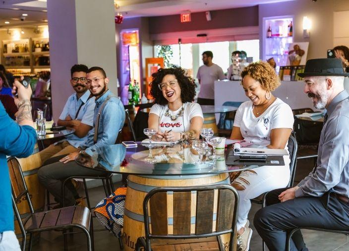 Happy guests at an industry event