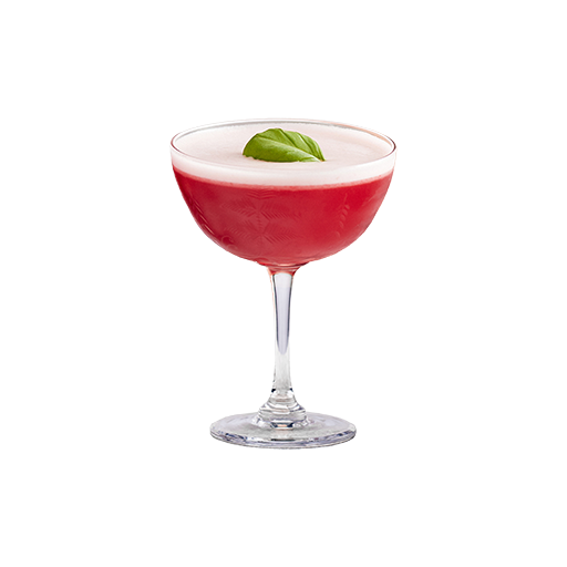 Cocktail in a coupe glass with mint garnish