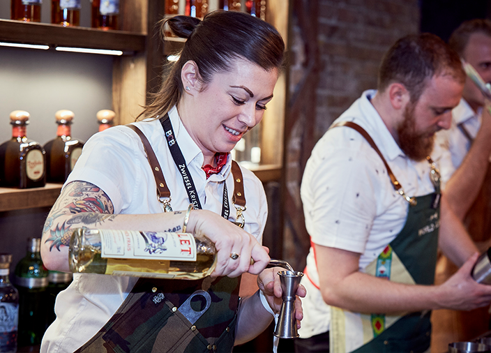 Bartender shaking a cocktail