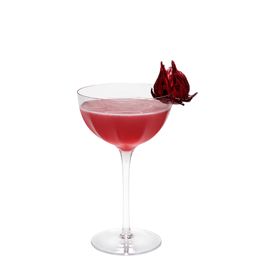 Red cocktail in a coupe glass