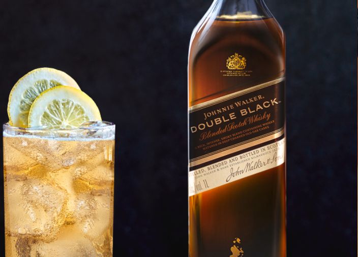 johnnie walker double black bottle with highball