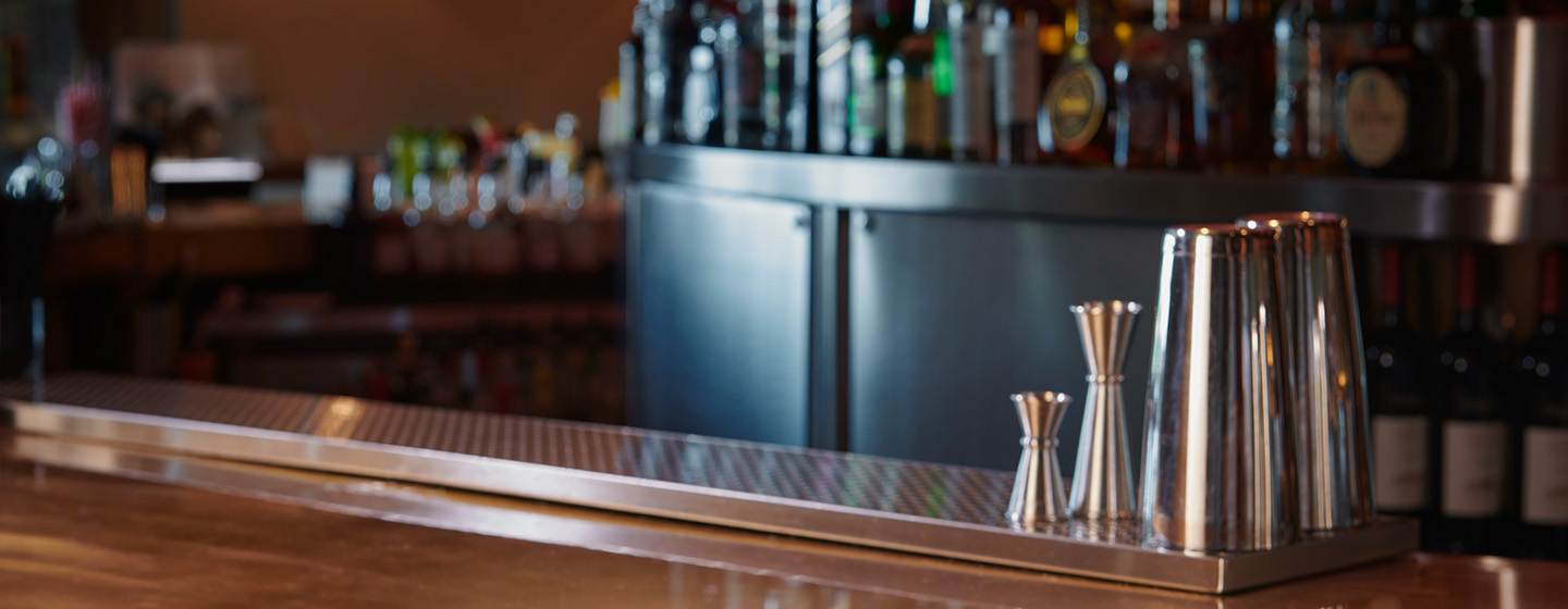 Bar top with bar equipment