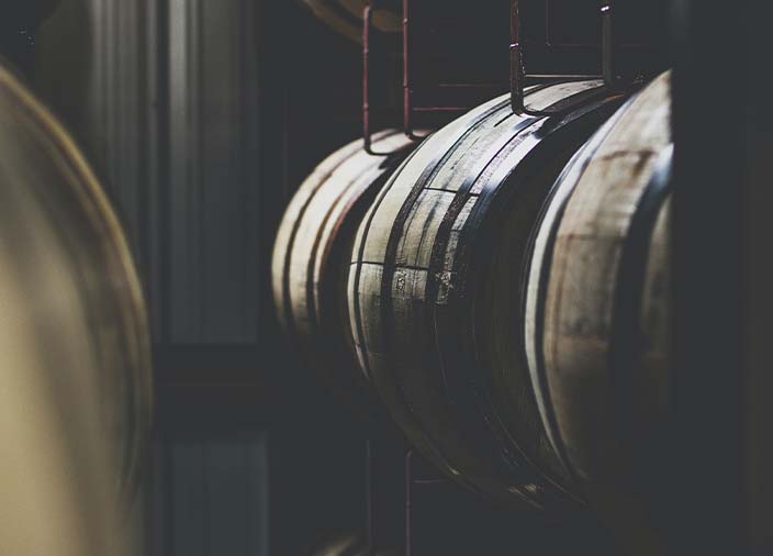 Whisky barrels with a shadow background