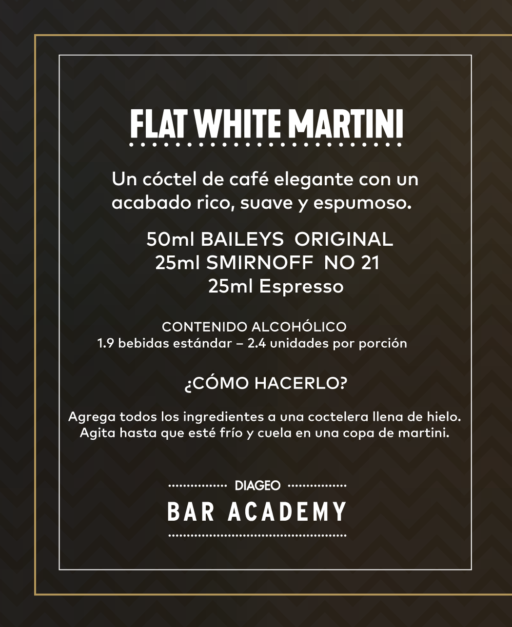 Tarjetas de recetas de Baileys y café