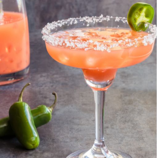 spicy margarita in cocktail glass