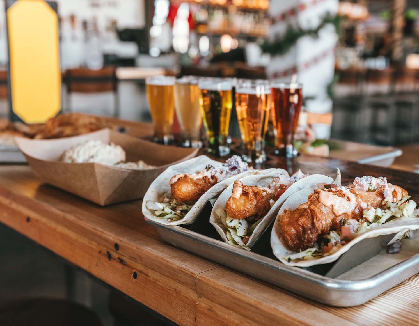 Food sitting on bar top