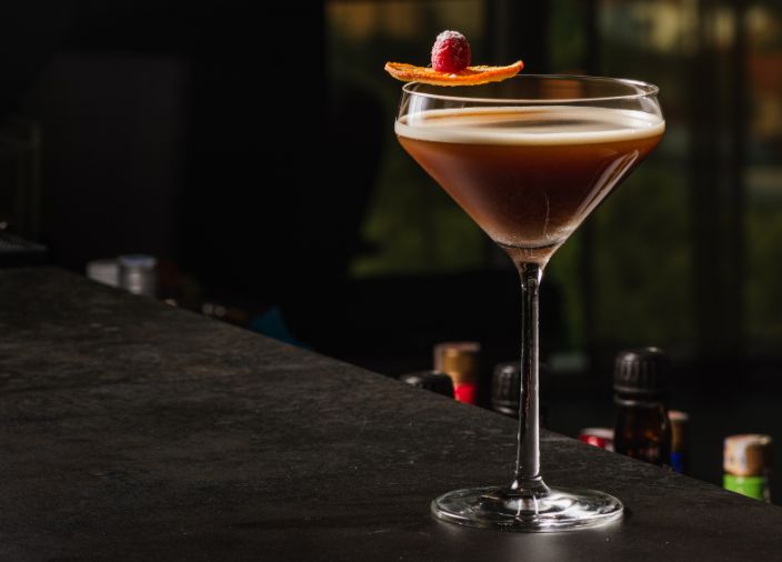 Coffee cocktails with garnish