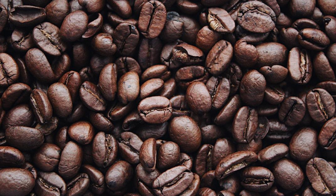 Scattered coffee beans