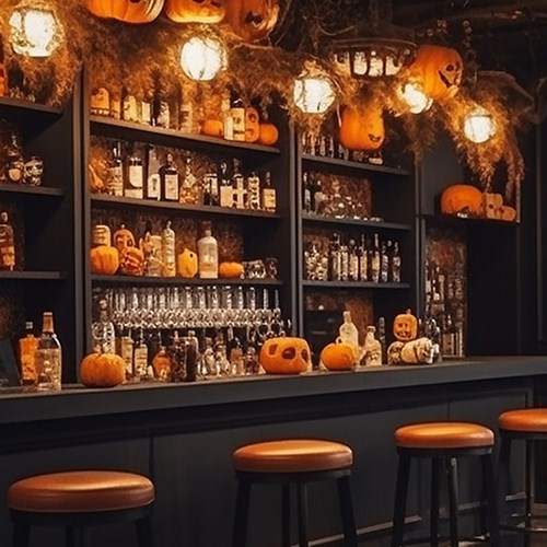 Bar con decoración de Halloween