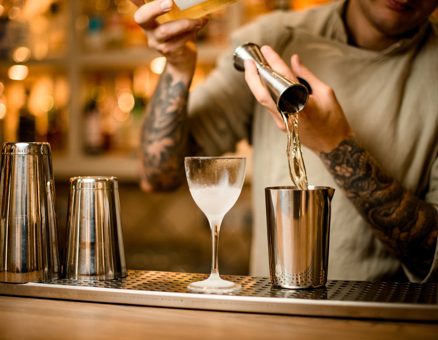 Bartender mixing a cocktail