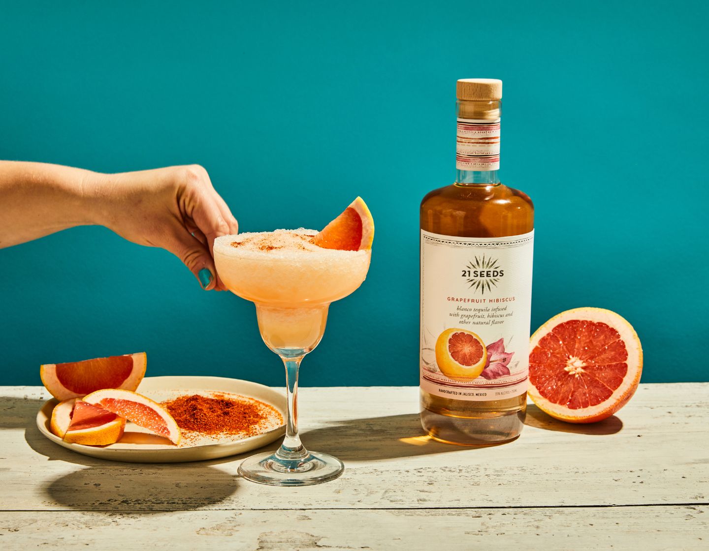 Frozen margarita garnished with grapefruit