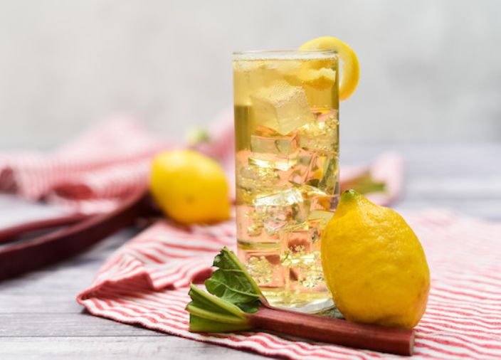 Rhubarb whisky highball