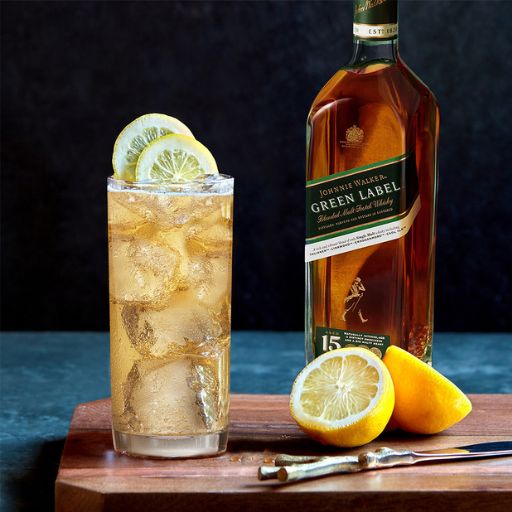 Johnnie Walker Black Label with Highball and lemon.