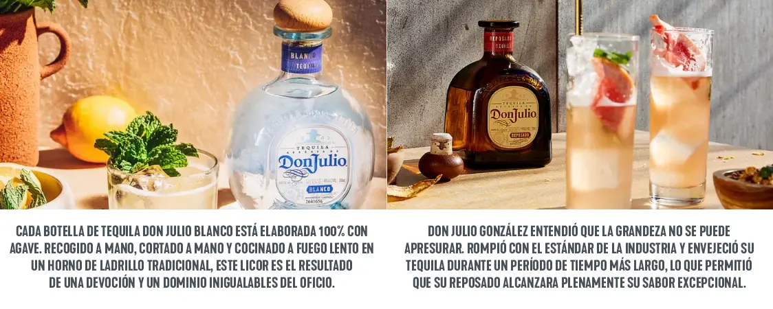 Selección de imágenes de Don Julio superpuestas con datos interesantes