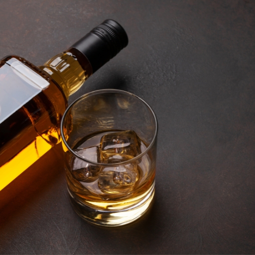 Scotch whisky bottle and glass