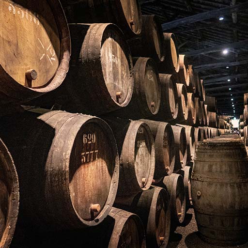 Whisky barrels in a distillery