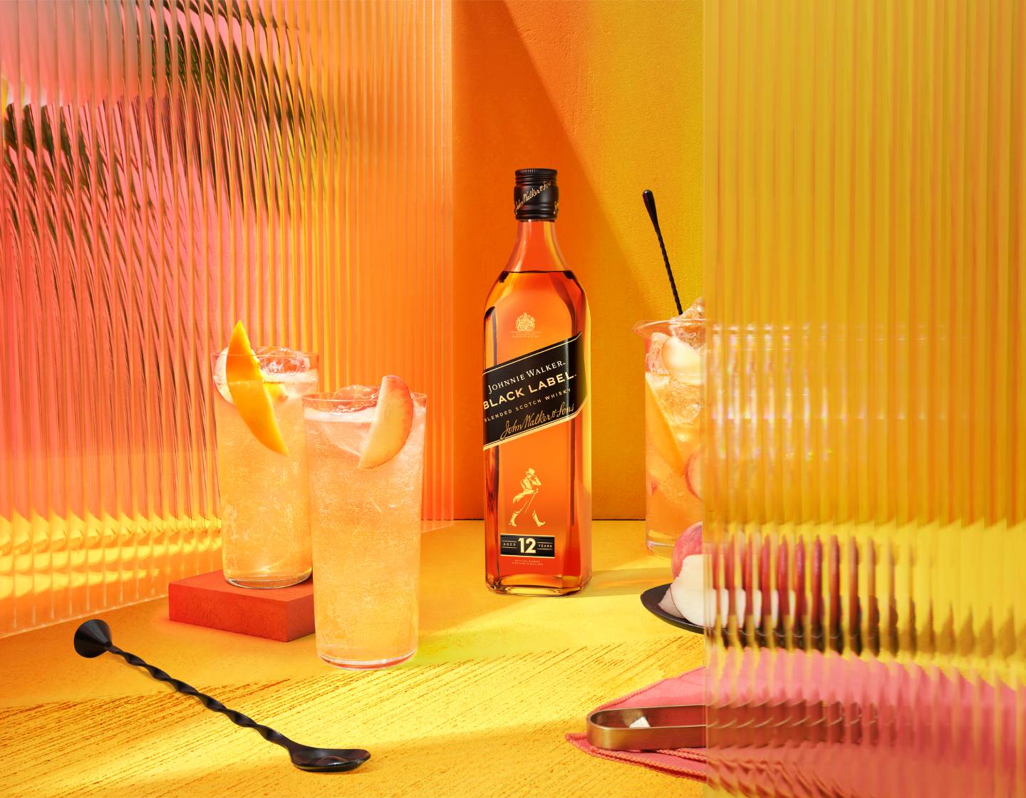 Johnnie Walker Black Label and 3 highball cocktails 