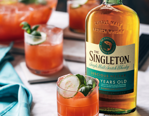 Bottle of singleton with cocktails