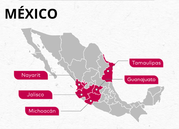 Ilustração de algumas regiões do México