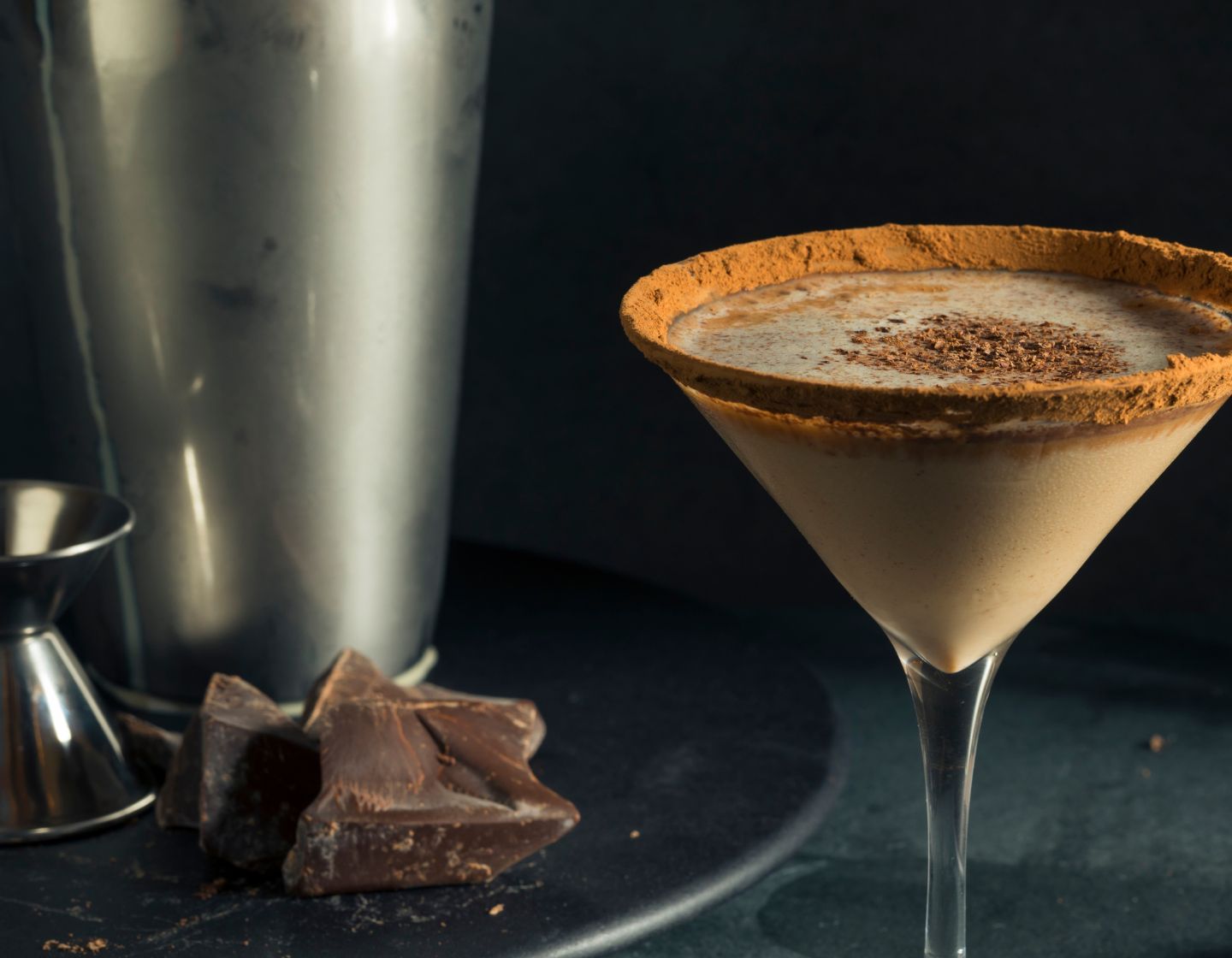 martini with chocoloate rim chocolate cocktail