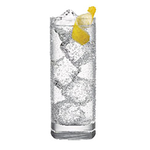 Cocktail with ice in a tall glass
