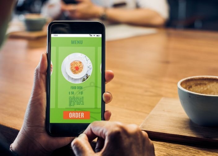 Food menu displayed on a smartphone