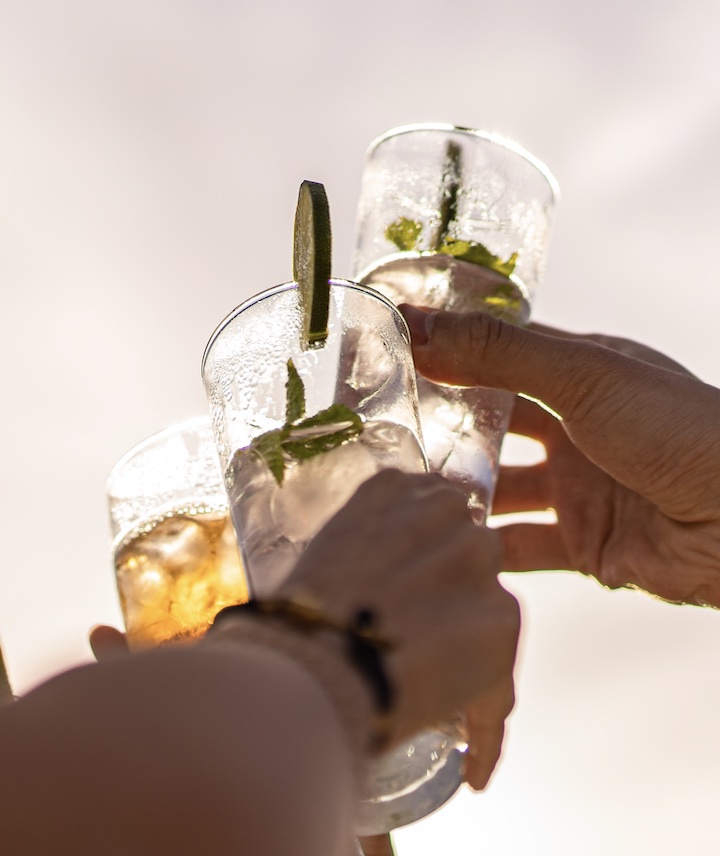 drinks clinking with friends