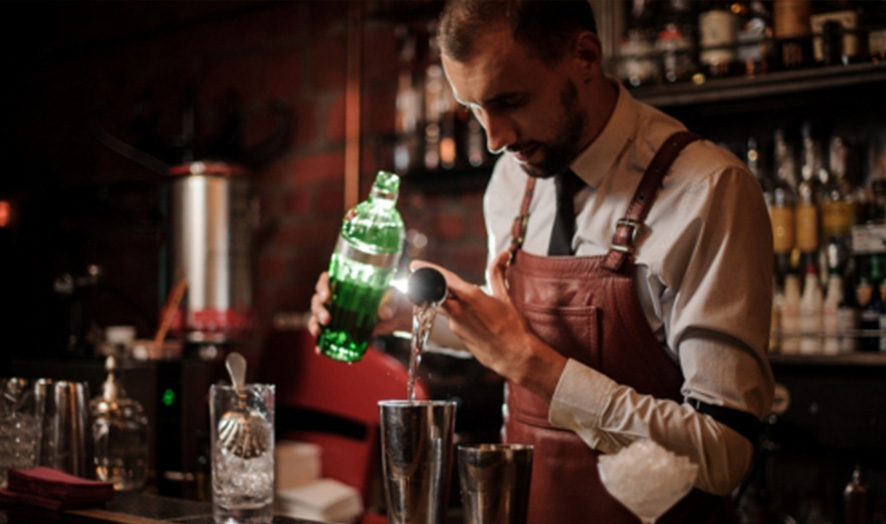 Bartender tending bar