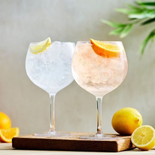 Dos sabores de Gin Tonic con garnish de limón y naranja