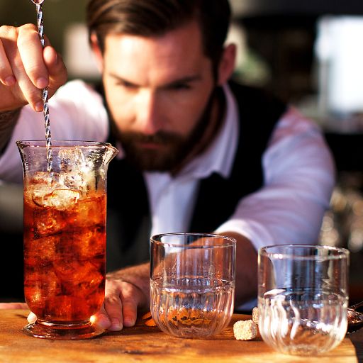  Bartender stirring a drink 