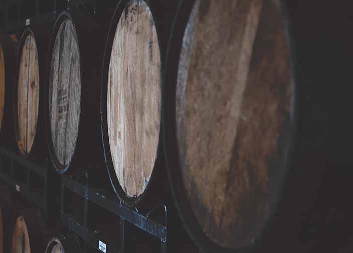 Close up of Whisky Barrels