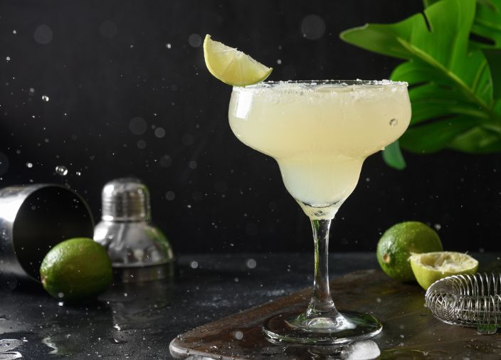 A classic margarita tequila cocktail