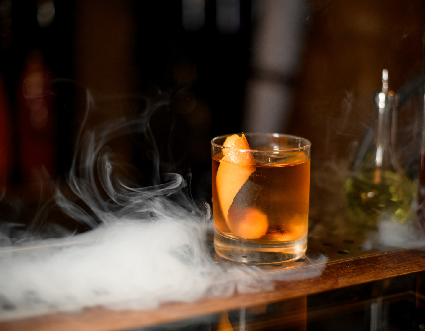 Scotch Whisky cocktail surrounded by smoke