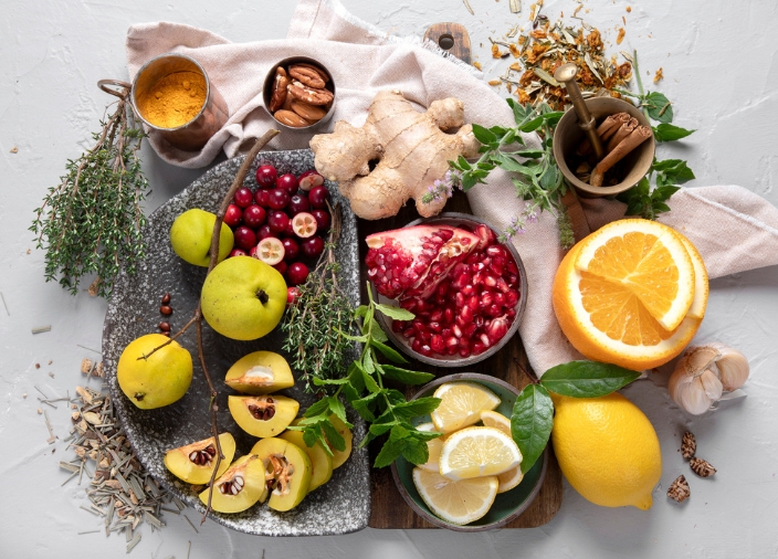 Selection of local seasonal ingredients