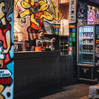 Bar with vending machine