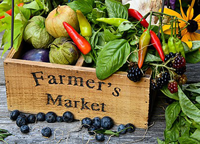 Farmers Market box with vegetables