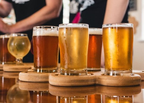 Beer in glasses.