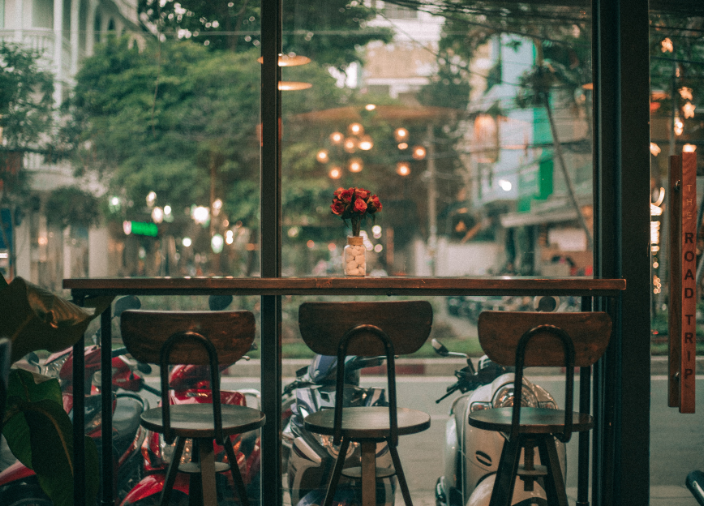   Chairs at a bar window    