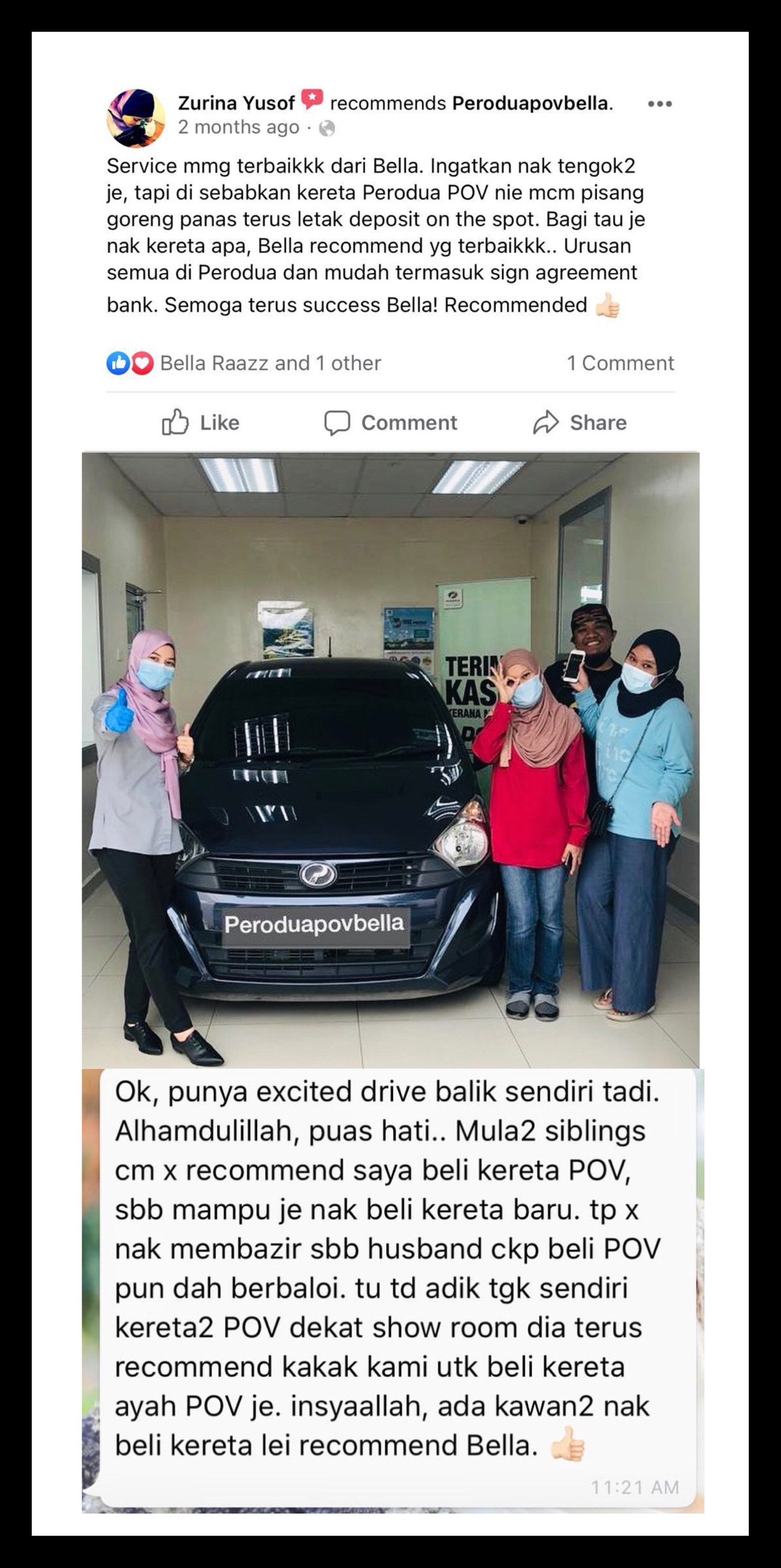 Suriani Nabila from Perodua Showroom Kuala Lumpur